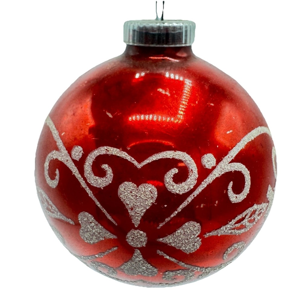 Vintage Mercury Glass Stencil Christmas Ornament Shiny Brite 1950's 3"